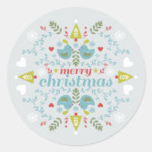 Folk Christmas Cheer Runder Aufkleber (Vorderseite)