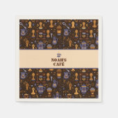 Folk coffee napkins — cocoa, caramel & slate band serviette (Vorderseite)