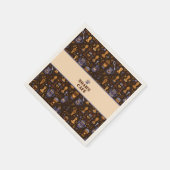 Folk coffee napkins — cocoa, caramel & slate band serviette (Ecke)