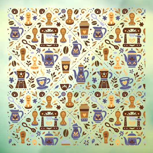 Folk coffee pattern for barista shop fensteraufkleber (Blatt 3)