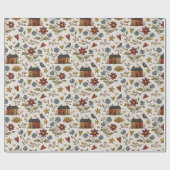 Folk Cottage Hearts Garden Pattern Geschenkpapier (Flach)