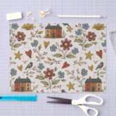 Folk Cottage Hearts Garden Pattern Seidenpapier (Handwerk)