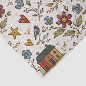 Folk Cottage Hearts Gartenmuster Seidenpapier (Ausschnitt)