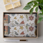 Folk Cottage Hearts Gartenmuster Seidenpapier (Geschenk)