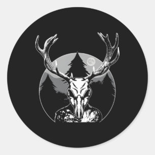 Folk Creature Moon Wendigo Forest Halloween Crypti Runder Aufkleber