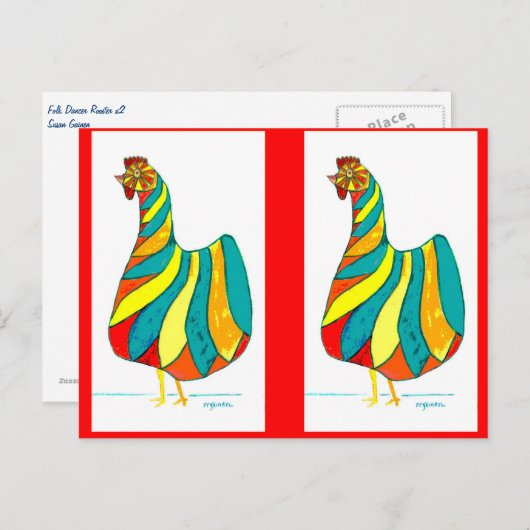 Folk Dancer Hen x2 Postkarte (Vorne/Hinten)