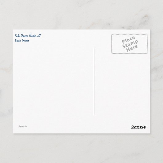 Folk Dancer Hen x2 Postkarte (Rückseite)