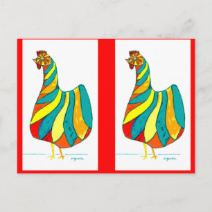 Folk Dancer Hen x2 Postkarte