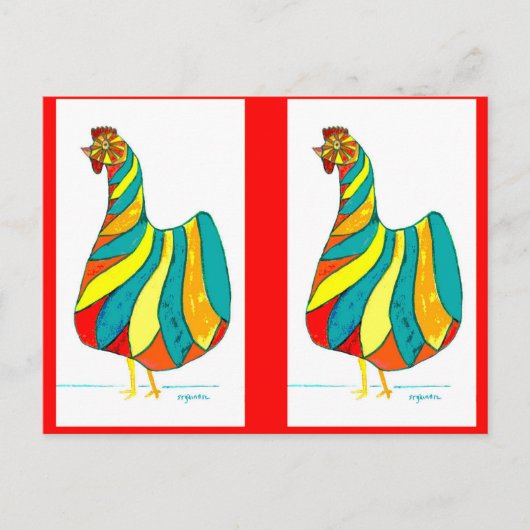 Folk Dancer Hen x2 Postkarte (Vorderseite)