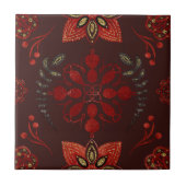 Folk Deep Red Nordic Art Fliese (Vorderseite)