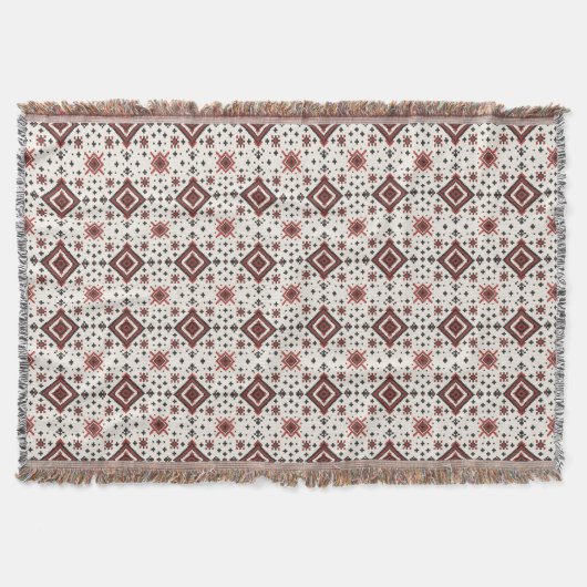 Folk Diamond Cross Stitch Seamless Pattern Decke (Vorderseite)