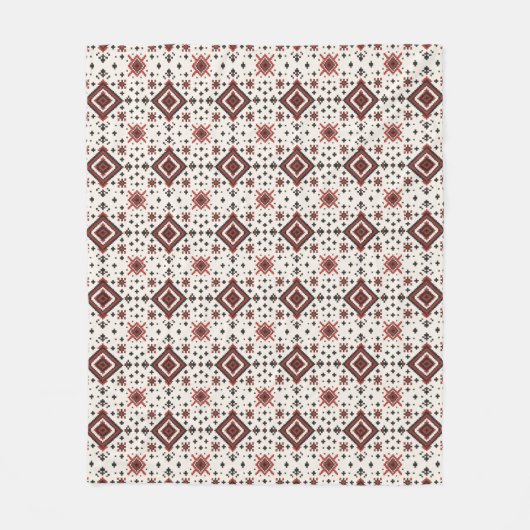 Folk Diamond Cross Stitch Seamless Pattern Fleecedecke (Vorderseite)
