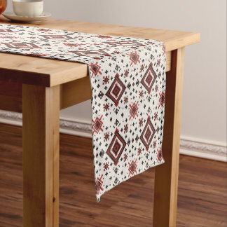 Folk Diamond Cross Stitch Seamless Pattern Mittelgroßer Tischläufer