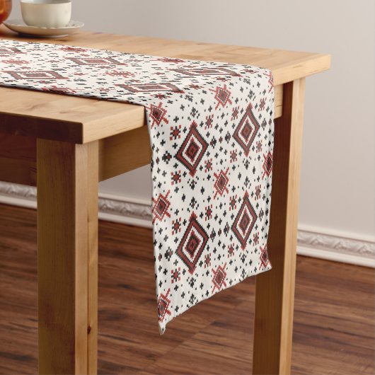 Folk Diamond Cross Stitch Seamless Pattern Mittelgroßer Tischläufer (Beispiel)