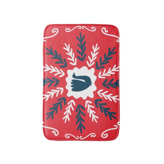 Folk Doodle Art Christmas Tile Badematte (Vorderseite Vertikal)