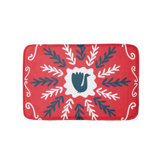 Folk Doodle Art Christmas Tile Badematte (Vorderseite)