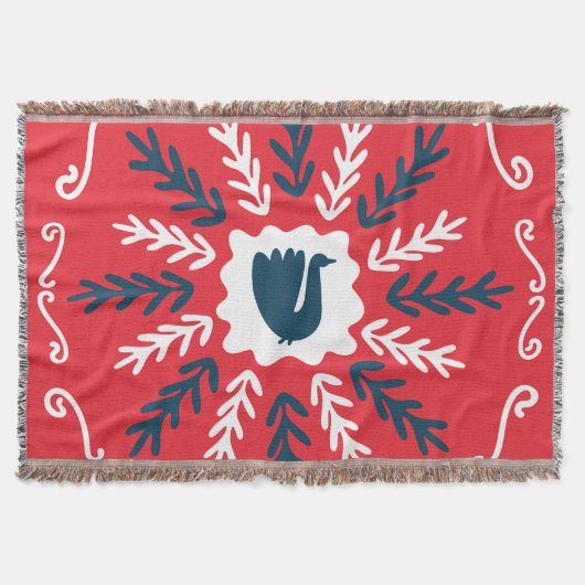 Folk Doodle Art Christmas Tile Decke (Vorderseite)