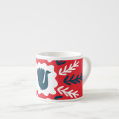 Folk Doodle Art Christmas Tile Espressotasse (Vorderseite Rechts)