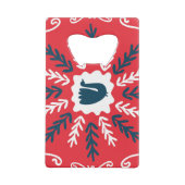 Folk Doodle Art Christmas Tile Geldbeutel Flaschenöffner (Rückseite)