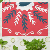 Folk Doodle Art Christmas Tile Geschirrtuch (Gefaltet)