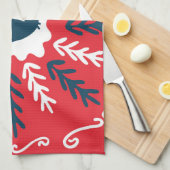 Folk Doodle Art Christmas Tile Geschirrtuch (Viertel Falte)