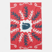 Folk Doodle Art Christmas Tile Geschirrtuch (Vertikal)