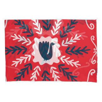 Folk Doodle Art Christmas Tile Kissenbezug