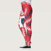 Folk Doodle Art Christmas Tile Leggings (Links)