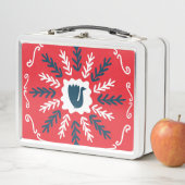 Folk Doodle Art Christmas Tile Metall Brotdose (Beispiel)