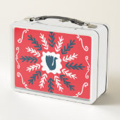 Folk Doodle Art Christmas Tile Metall Brotdose (Rückseite)