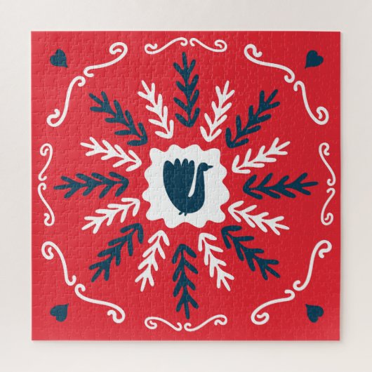 Folk Doodle Art Christmas Tile Puzzle (Vertikal)