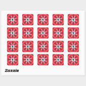 Folk Doodle Art Christmas Tile Quadratischer Aufkleber (Blatt)