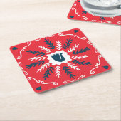 Folk Doodle Art Christmas Tile Rechteckiger Pappuntersetzer (angewinkelt)