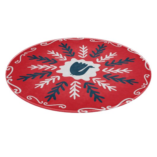 Folk Doodle Art Christmas Tile Schneidebrett (Ecke)