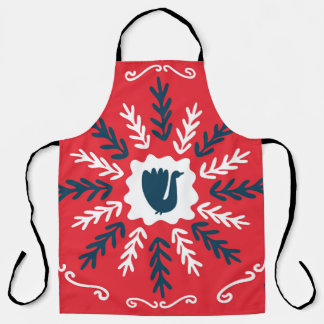 Folk Doodle Art Christmas Tile Schürze
