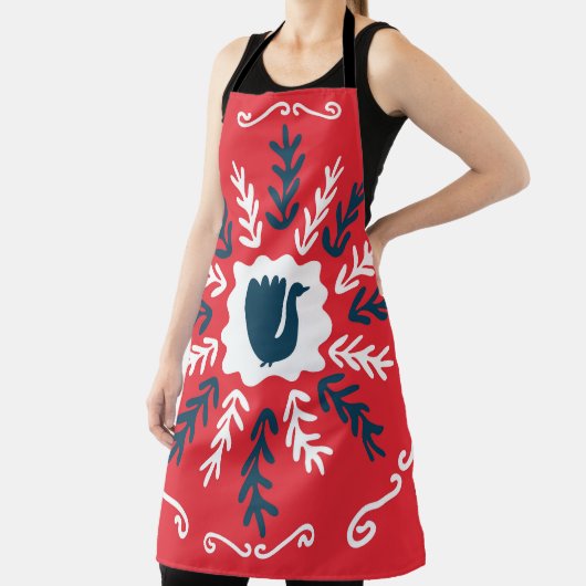 Folk Doodle Art Christmas Tile Schürze (InSitu)