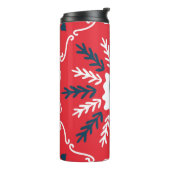 Folk Doodle Art Christmas Tile Thermosbecher (Nach links gedreht)