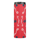Folk Doodle Art Christmas Tile Thermosbecher (Rückseite)