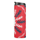 Folk Doodle Art Christmas Tile Thermosbecher (Nach rechts gedreht)