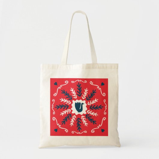 Folk Doodle Art Christmas Tile Tragetasche (Vorne)