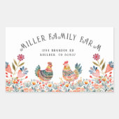 Folk farbenfrohe Familienfarm Hühnereier Karton Rechteckiger Aufkleber (Vorderseite)