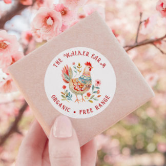 Folk farbenfrohe Farm Frische Eier Runder Aufkleber