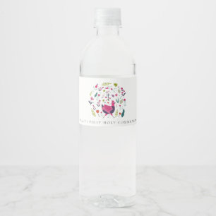 Folk Farm Floral Birdie Erste Heilige Kommune Wasserflaschenetikett
