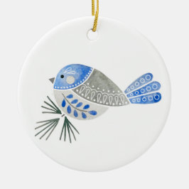 Folk Flock Chickadee Keramik Ornament