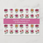 Folk Floral Christmas  Feiertagspostkarte (Vorderseite)