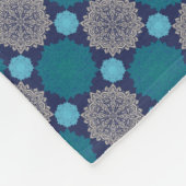 Folk Floral Damask Denim Blue Fleecedecke (Ecke)