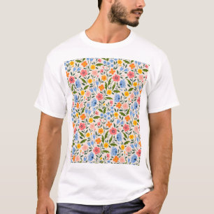 Folk Floral: Farbenfrohe kleine Muster T-Shirt