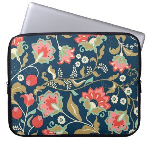 Folk floral farbig: Hand gezogen nahtlos Laptopschutzhülle