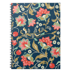 Folk floral farbig: Hand gezogen nahtlos Notizblock