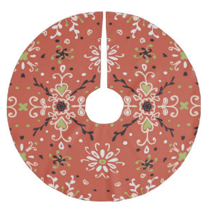 Folk Floral: Farbiges Talavera Muster. Polyester Weihnachtsbaumdecke